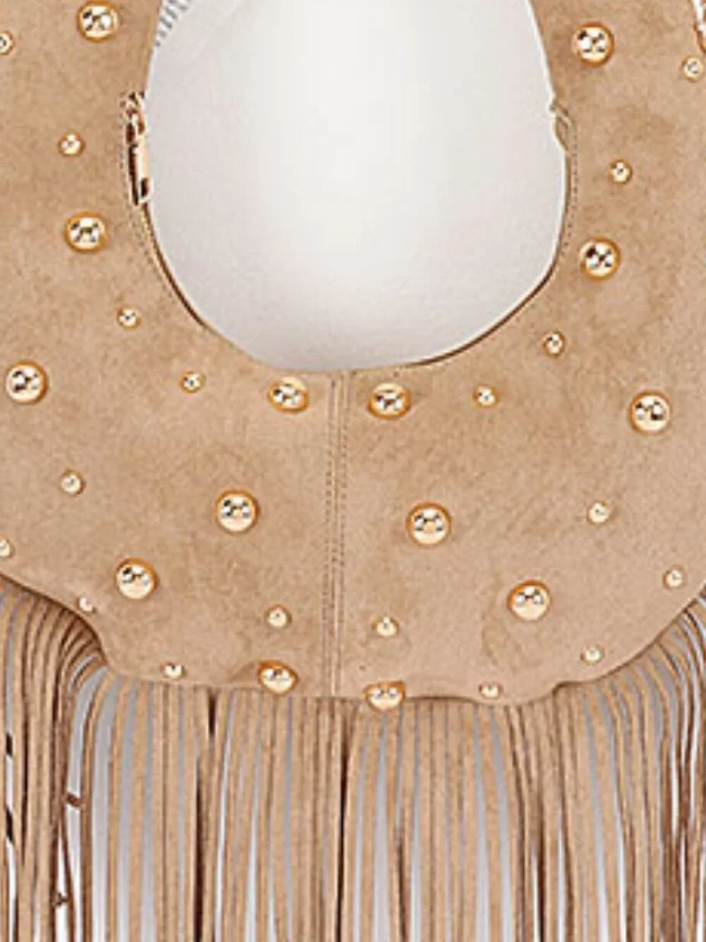 Trendy Metal Studded Fringe Hobo Bag